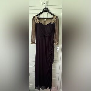 Xscape Black Dress with Gold Accents